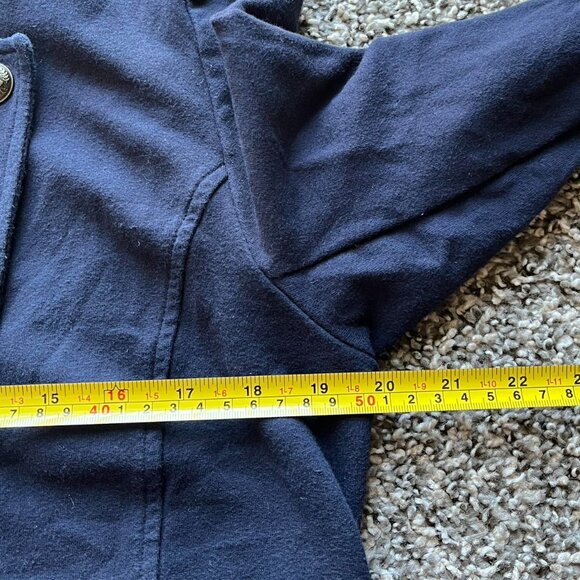 Tommy Hilfiger Jacket Womens Large Navy Blue Open Front Military Brass Buttons - Picture 7 of 8